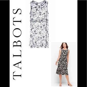 Talbots Sleeveless Fit & Flare Dress - Ivory/Blk